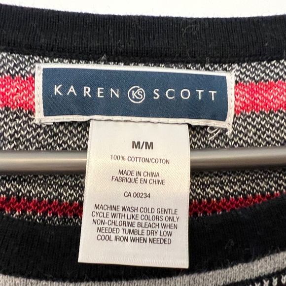 Karen Scott Red Nordic Fair Isle Print Pullover Sweater Scottie Dog Sz Medium - Picture 5 of 11